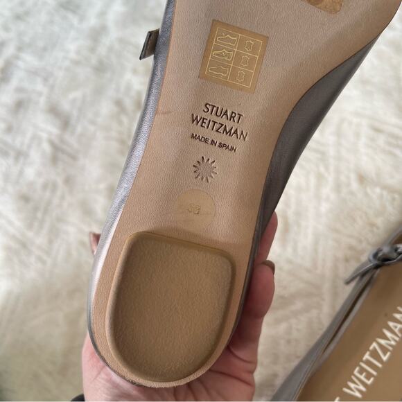 Stuart Weitzman Emilia Mary Jane Silver Flats - Picture 7 of 7